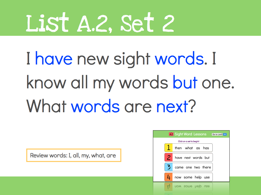 Sight Word Tools | List A2 Assessments